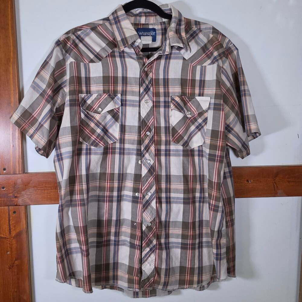 Wrangler Western Shirts Men's Plaid Short Sleeve Button-Down Shirt